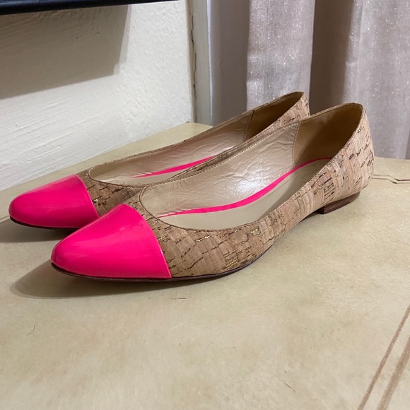 kate spade Shoes - Kate Spade Hot Pink Cork Flat Pointy Toe EUC